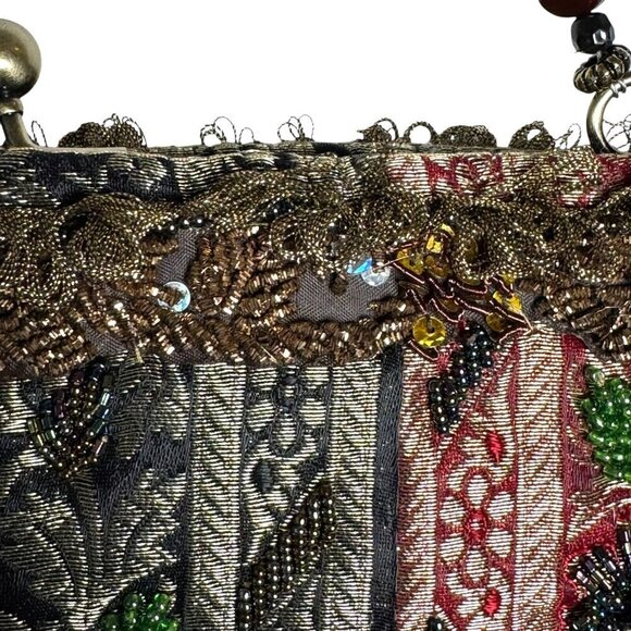 Vintage Mary Frances kisslock artsy shoulder bag handbag purse cabochon - Picture 6 of 9